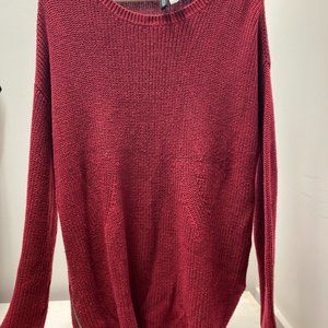 Long Thick Red Dressy Sweater with Zipper on Side
